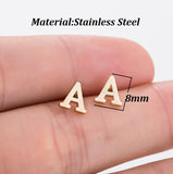 Handmade Alphabet Ear-Studs in Gold, Silver or Cobalt