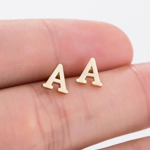 Handmade Alphabet Ear-Studs in Gold, Silver or Cobalt