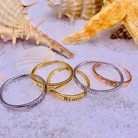 Name-Engraved Personalized Band-style Ring in White, Yellow or Rose Gold