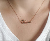 Personalized 'Crowned-Cursive' Nameplate Pendant in 18K Gold or Stainless Steel