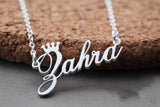 Personalized 'Crowned-Cursive' Nameplate Pendant in 18K Gold or Stainless Steel