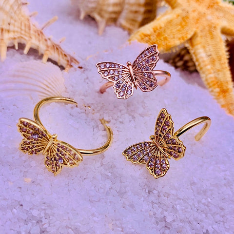 Elegant Handmade "Bejeweled Butterfly" Ring