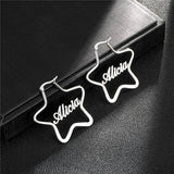 Personalized Nameplate Hoops in Gold, Silver or Rose Gold -  'The Star'